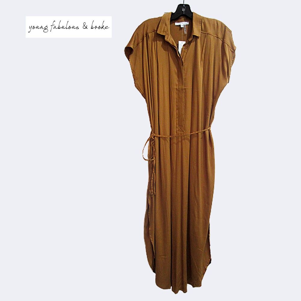 YOUNG, FABULOUS & BROKE NEW Light Academia Half-Placket Billowing Sleeve Dress S